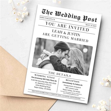 newspaper wedding invitation template.